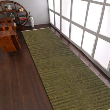 HAND WOVEN FLAT WEAVE KILIM WOOL ECO-FRIENDLY AREA RUGS,Rectangle, Olive, Solid,