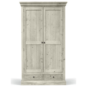 Rustic Solid Wood Wardrobe, Soft White