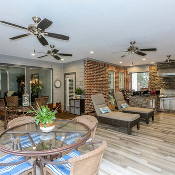 Room Addition with Indoor BBQ Grill and modern bath