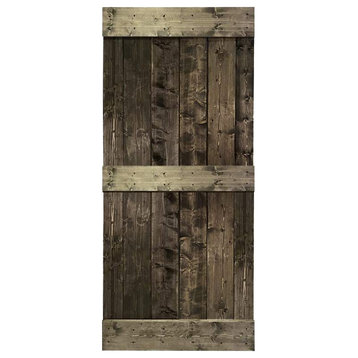 Stained Solid Pine Wood Sliding Barn Door, Espresso, 38"x84", Mid-Bar