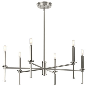 Elara Collection Six-Light New Traditional Brushed Nickel Chandelier Light