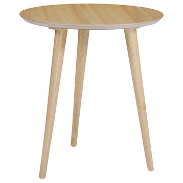 GDF Studio Evangeline Finished Wood End Table With Faux Wood Overlay, Natural Oak