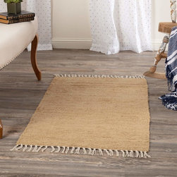 April & Olive - Burlap Natural Chindi, Rag Rug 27X48 - Area Rugs