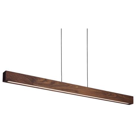 Una LED Linear Pendant 66" Walnut, Uplight/Downlight, 3000K, Dimmable