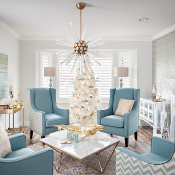 Glam Master Bathroom & Living Room - Steveston Home