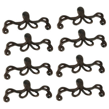 Brown Cast Iron Octopus Drawer or Cabinet Door Pulls Set of 8