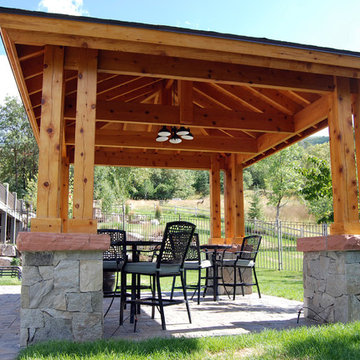 Custom 14' x 18' Timber Frame & Stone Pavilion