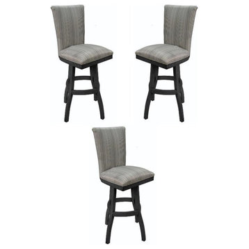 Home Square 34" Swivel Wood Tall Bar Stool in Natural Fun & Gray - Set of 3