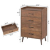 Vertical Dresser, Tapered Legs & 4 Drawers With Curved Pull Handles, Brown