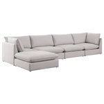 Meridian Furniture - Mackenzie Linen Textured Fabric 5-Piece Modular L-Shaped Sectional, Beige - Mix and match the pieces from the Mackenzie series to create a beautiful seating group that's perfect for the whole gang. These exceptionally crafted sofas, sectionals, and other components are meant to be put together into an infinite number of configurations based on your particular needs and space requirements. Each is upholstered from top to bottom in soft durable linen textured in your choice of colors. Attach the pieces of your choice easily thanks to the included attachment latches.