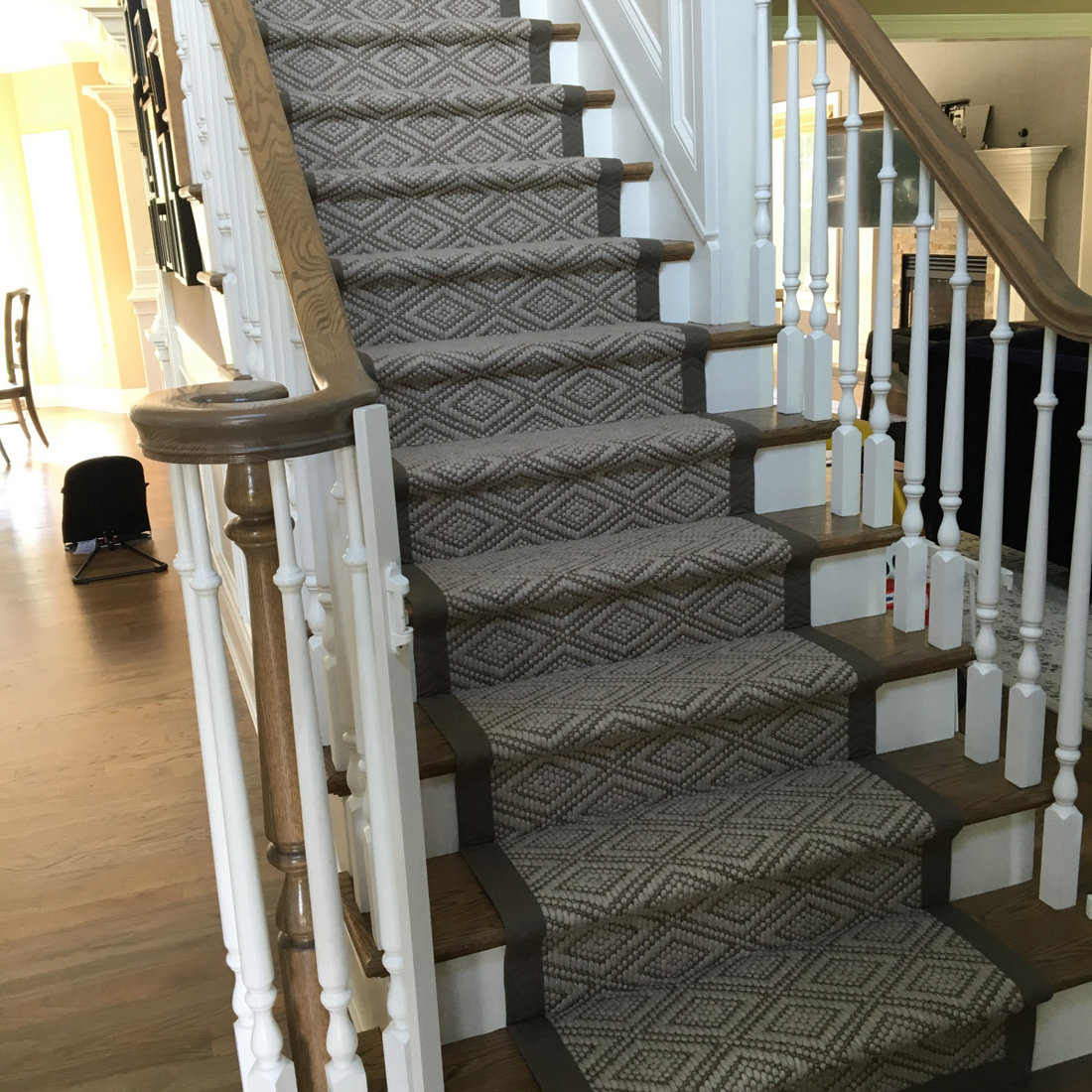 Flat-weave Wool Stair Runner with Wide Binding