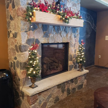Split Fieldstone Natural Thin Stone Veneer Interior Fireplace