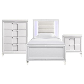 Picket House Furnishings Charlotte Youth Twin Platform 3PC Bedroom Set in White