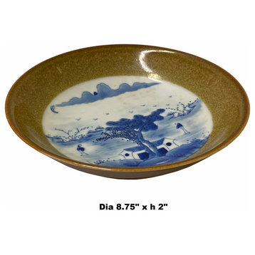 Chinese Blue White Oriental Scenery Theme Porcelain Charger Plate Hws1791