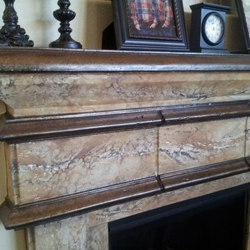 Marbleizing for Concrete fireplace