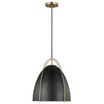 Visual Comfort Studio - Norman Pendant Light in Satin Brass - The Sea Gull Collection  Norman one light indoor pendant is a refined touch on an industrial design, these metal pendants feature a dome shade accented with a Bronze or Chrome arms. Industrial metal shade visually suspended by a delicate contrasting exoskeleton frame. Named after Sir Norman Foster, the British architect behind the dome of the Reichstag and the modern addition to the London Museum.  This light requires 1 , 75W Watt Bulbs (Not Included) UL Certified.