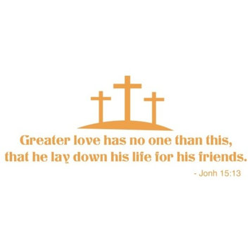 Greater Love Wall Decal Religious Quote, Golden Yellow, 39"x18"