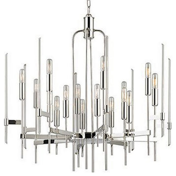 Contemporary Sixteen Light Chandelier-Polished Nickel Finish - Chandelier