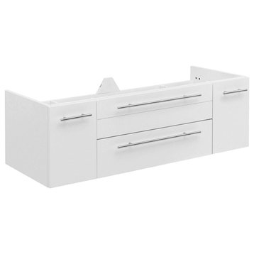 Lucera Wall Hung Double Undermount Sink Bathroom Cabinet, White, 48"
