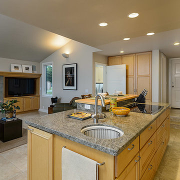 The adjoining family room is a wonderful place to read or catch a movie.