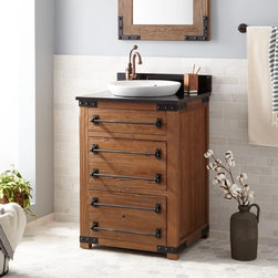 24" BONNER RECLAIMED WOOD VANITY FOR SEMI-RECESSED SINK - PINE - Bathroom Vanities And Sink Consoles