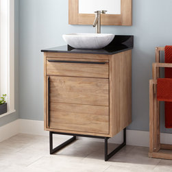 24" CAEL TEAK VESSEL SINK VANITY - WHITEWASH - Bathroom Vanities And Sink Consoles