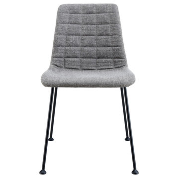Elma Side Chair Matte Black Frame and Legs, Set of 2, Light Gray