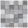 Gray Marble Glass Mosaic Backsplash Tile, 12"x12"