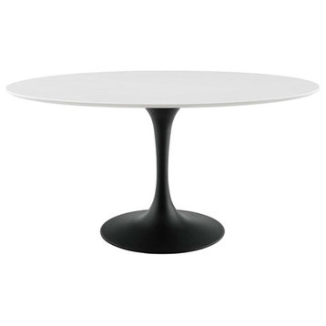 Hawthorne Collections 60" Oval Top Modern Metal Dining Table in Black