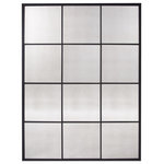 Howard Elliott - Racine Powder Coated Black Windowpane Mirror, Modern, Metal, 42 X 54 - Our Racine Mirror features a grid like black metal frame that creates a windowpane effect. The mirror has an antiqued finish contributing to the industrial look of the piece. The Racine Mirror is a perfect accent piece for an entryway, bathroom, bedroom or any room in your home. Key hole slots are manufactured on the back of the mirror so it is ready to hang right out of the box!