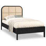 Meridian Furniture - Siena Ash Wood Bed, Black, Twin - Balance timeless beauty and classic lines with a modern aesthetic when you bring home this Siena bed. This twin-size bed is made from solid ash wood, so you can trust its resilient durability for long-term use. The rich black finish on ash veneer lends it a beautiful aesthetic while the natural cane insert on the headboard adds a hard-to-miss contrast that drives home the bed's elegance and sophistication.