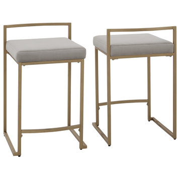 Harlowe 2-Piece Stool Set, Gray/Gold, Counter Height