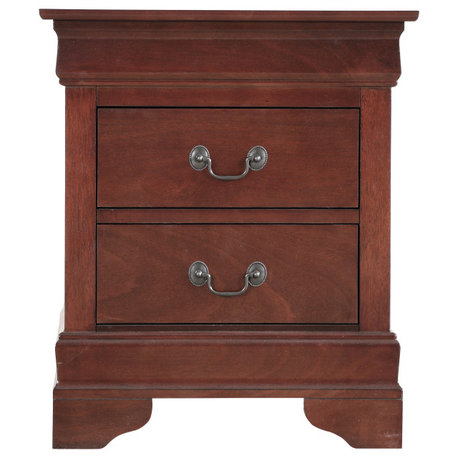 Louis Philippe 2-Drawer Nightstand (24 in. H X 21 in. W X 16 in. D), Cherry