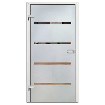 Hinged Glass Door, Semi Private with Frosted Design, 26"x80", Right