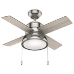 Hunter - Hunter 51040, LOKI WITH LED LIGHT 36", Brushed Nickel - Brighten up small rooms with the Loki ceiling fan. Available in stunning finishes with reversible blade finishes, you can customize the look of this small ceiling fan in your guest bedrooms, home offices, nurseries, and keeping rooms. The included pull chains make it easy to control the LED light and the three fan speeds. Featuring the WhisperWind motor, youll get the cooling power you need with whisper-quiet performance you expect.