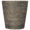 Loma Round Rattan Paper Waste Basket, Black Wash