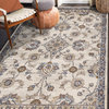Jordan Bea Area Rug, Ivory and Charcoal, 7'10"x10'2", Floral