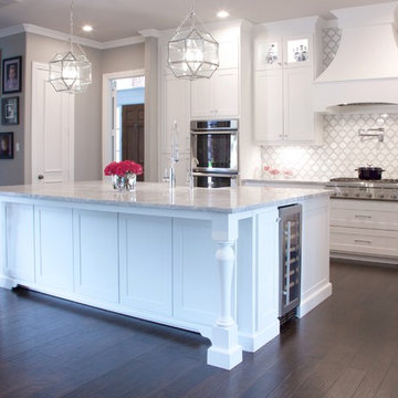 Transitional White Kitchen with Fabulous Backsplash