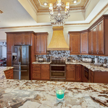 Glazed Brown Kitchen Cabinets