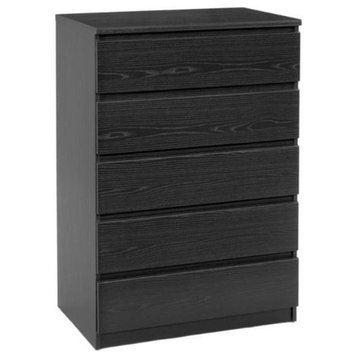 Bowery Hill Contemporary 5-Drawer Engineered Wood Chest in Black