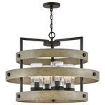 Hinkley Lighting - Riverwood 4 Light 28" Single Tier Outdoor Hanging Lantern, Warm Bronze - Transitional in style, Riverwood blends in with a variety of decors. The rich Bronze with wood-tone inspired, Warm Ash accents completes the rustic look, complemented by its sophisticated frame for a casual and effortless design. Riverwood is from the Open Air collection and features a linear and round chandelier option.