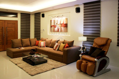 Example of a minimalist living room design in Other