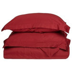 Blue Nile Mills - 3PC Solid Breathable Duvet Cover & Pillow Sham Set, Burgundy, Full/Queen - Make a bed you'll never want to leave with the Egyptian Cotton Duvet Cover with Matching Pillow Shams. Crafted from 100% Egyptian Cotton with a cozy 300-thread count, the longer fibers and tight weave construction make this set softer and more durable than any other type of Cotton. This duvet fastens with a clear, hidden buttons to provide a clean, streamlined look to your bedding ensemble.