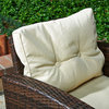 Roatan 4 Piece Brown Wicker Outdoor Patio Conversation Set with Beige Cushions