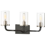 Nuvo Lighting - Contemporary Sherwood 3-Light Vanity In Iron Black - Sherwood - 3 Light Vanity - 24" - Iron Black with Brushed Nickel Accents