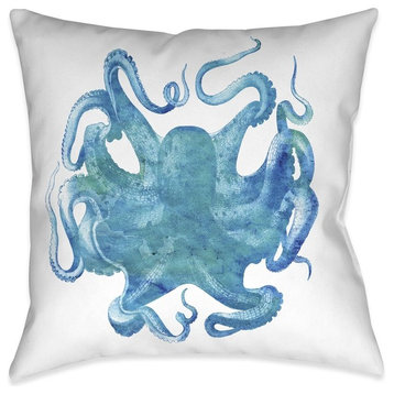 Laural Home Aqua of the Deep Outdoor Decorative Pillow, 20"x20"