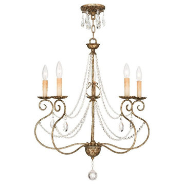 5 Light Chandelier in French Country Style - 24 Inches wide by 28.5 Inches high