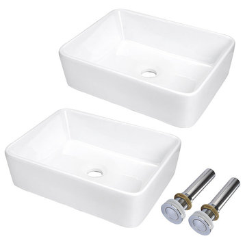 Aquaterior 2 Pack Rectangle Porcelain Above Counter Vessel Sink Ceramic Basin