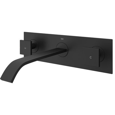 VIGO Titus 3" H 2-Handle Wall Mount Bathroom Faucet, Matte Black