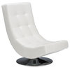 Elsa and White Faux Leather Upholstered Swivel Chair With Metal Base